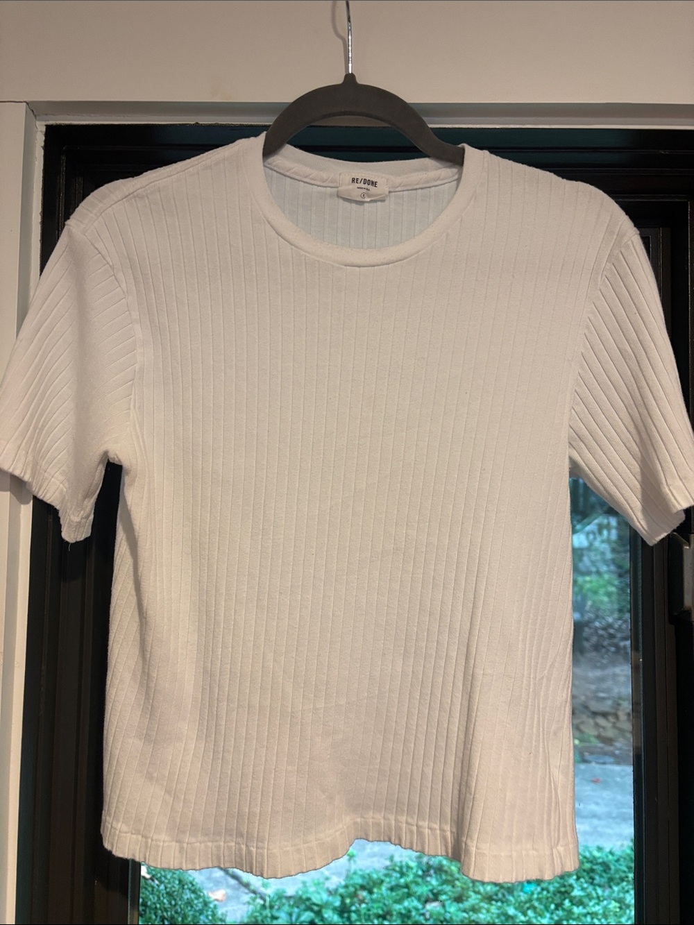 Re/Done White Ribbed Short Sleeve Tee